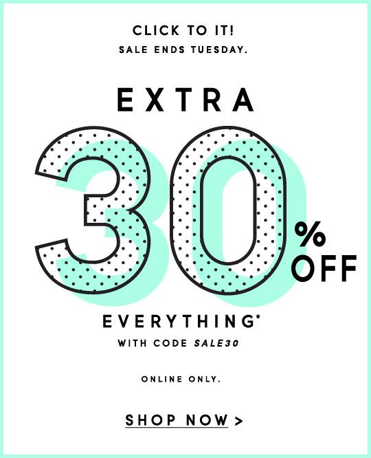EXTRA 30％OFF SHOP NOW