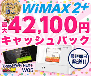 WiMAX2+ 最大42,100円キャッシュバック